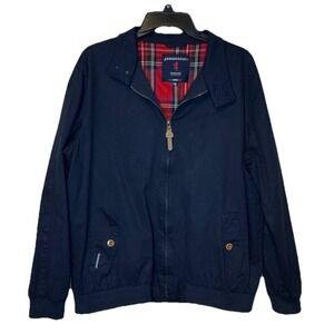 Lambretta Men's Jacket Full Zip Plaid Long Sleeve Outdoor Cotton Navy Medium